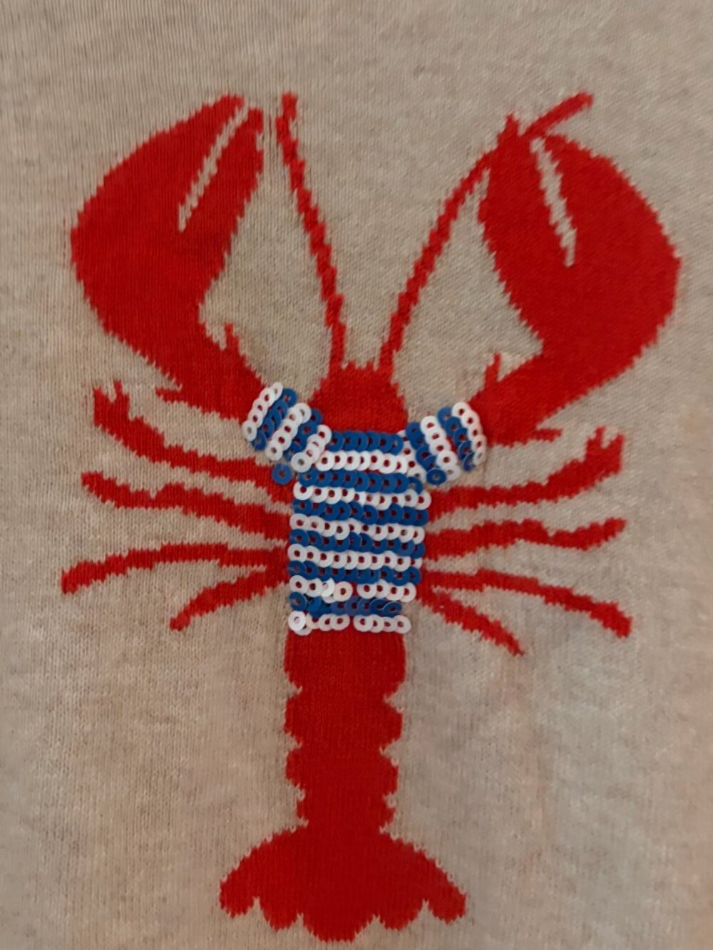 JCrew Factory Lobster Sequin Teddie Sweater Size L - Picture 2 of 3